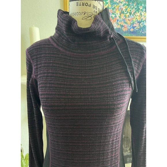 Prana Kelland Wool Blend Plum Burgundy Stripe Sweater Knit Long Sleeves Medium - Picture 10 of 12